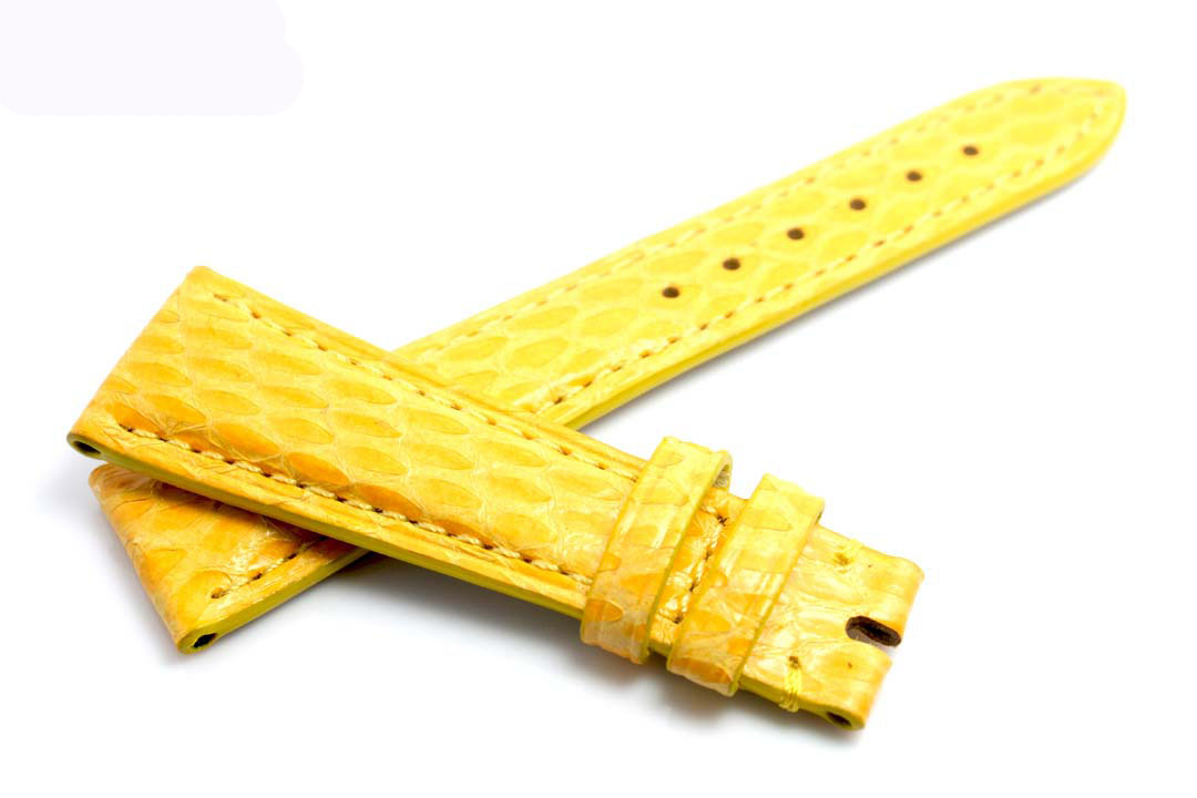 Yellow Python leather watchstrap - Click Image to Close